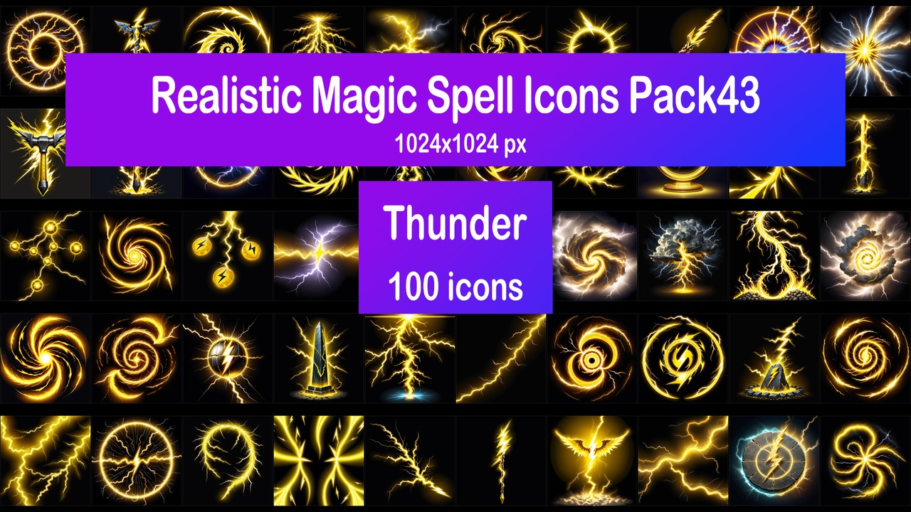 Media 1 for listing Realistic Magic Spell Icons Pack43 - Thunder