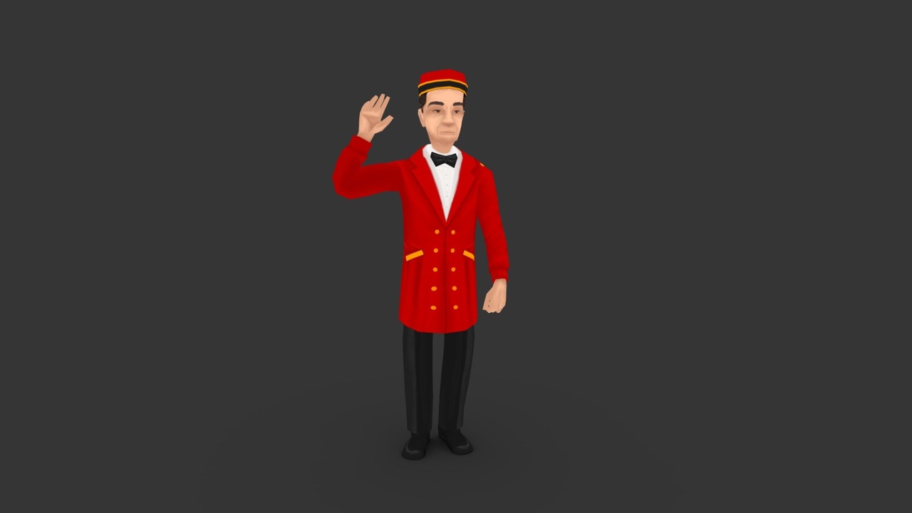 Media 1 for listing Hotel old boy staff character lowpoly
