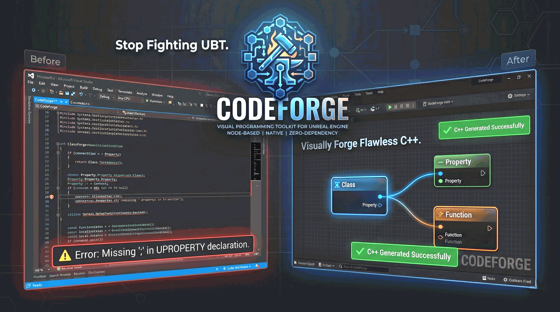 CodeForge: Native Node-based Visual C++ Programming System | Fab