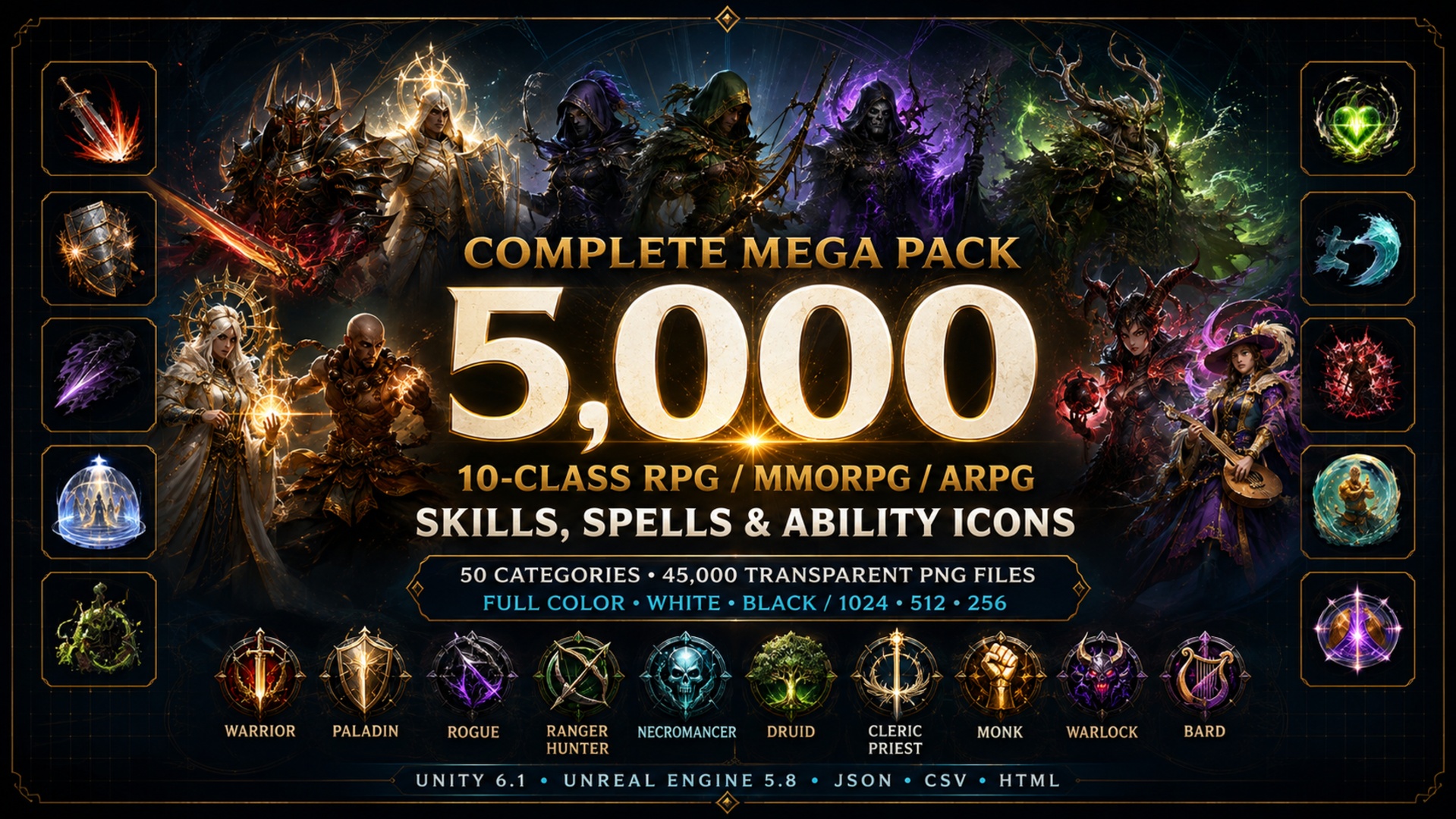 Media 1 for listing 5,000 RPG MMORPG Skills, Spells & Ability Icons | 10-Class Mega Pack | PART 1