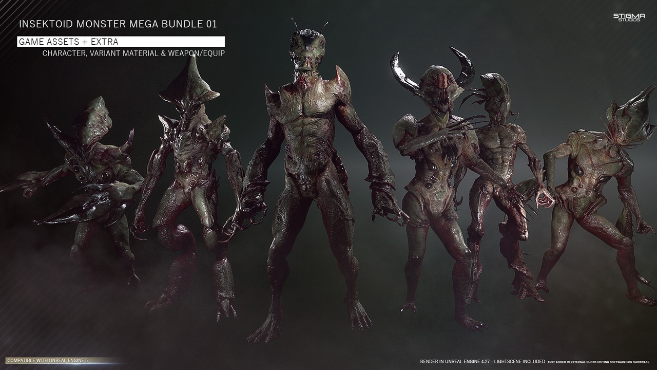 Media 1 for listing Insektoid Monster Mega Bundle 01 - Game Assets + Extra | STIGMA STUDIOS