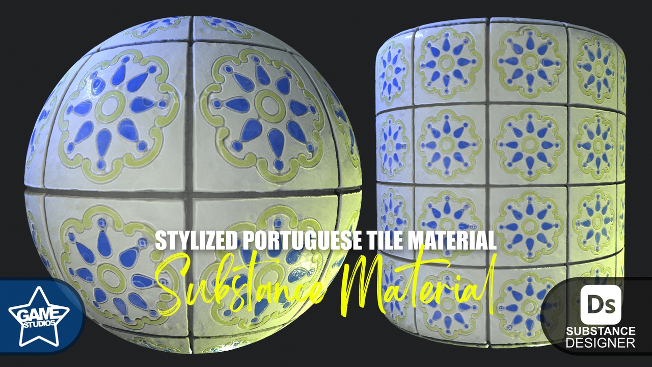 Media 1 for listing Stylized Portuguese Tiles Material 03