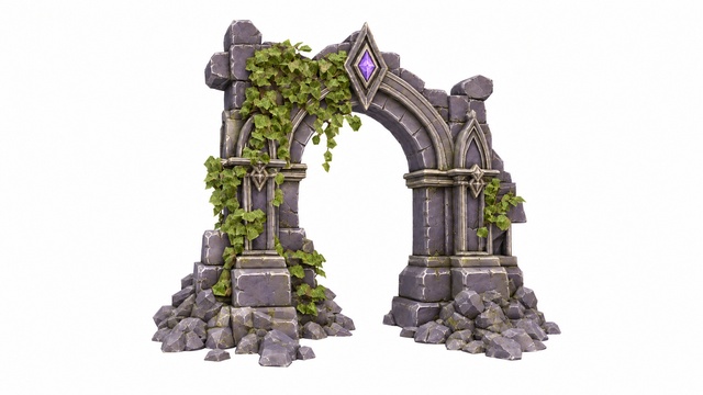 Fantasy Gothic Ruined Ivy Arch preview on Fab
