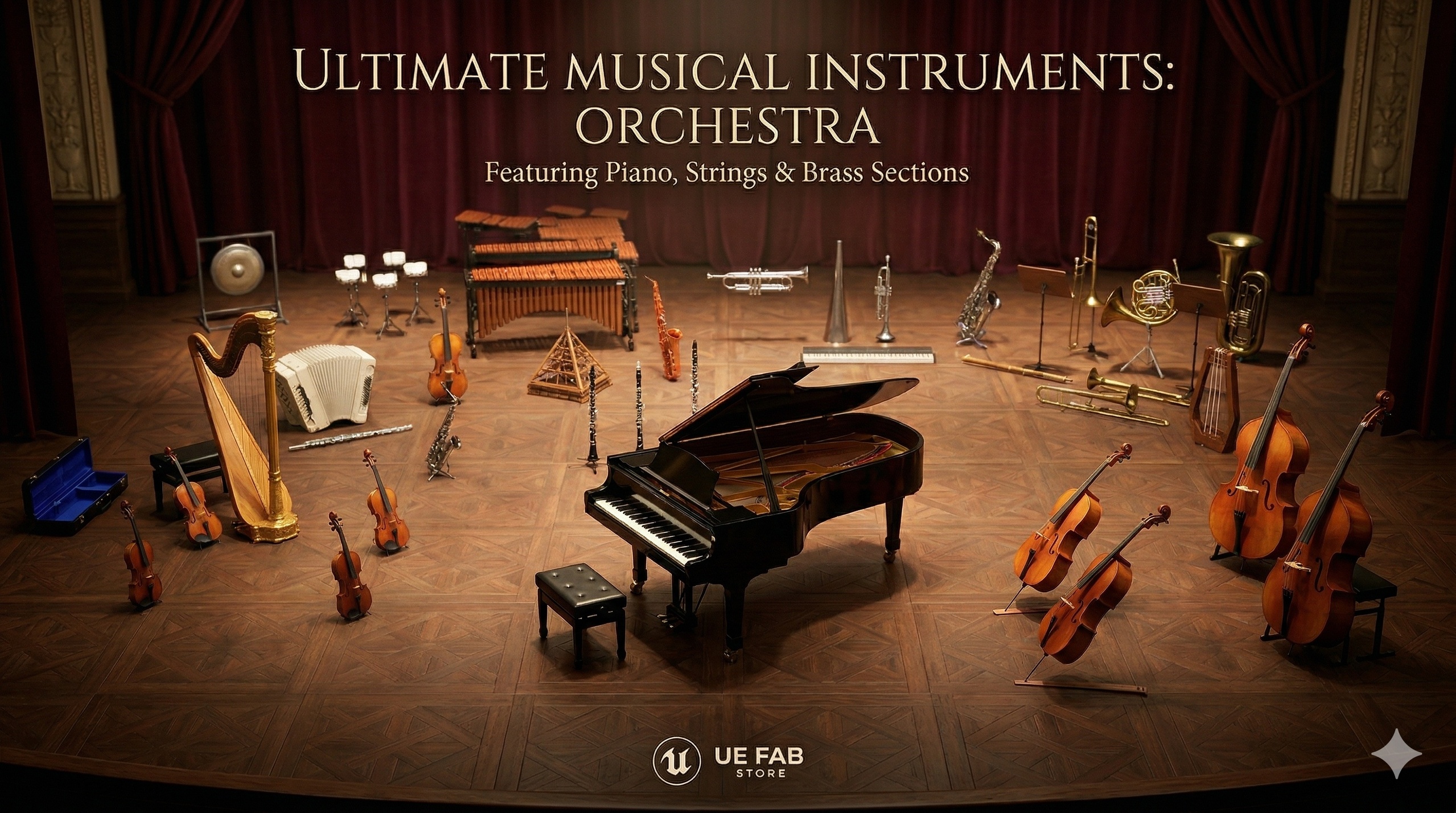 Complete Instruments Set Ultimate Musical Instruments Orchestra - Piano, Violin & Brass | Fab