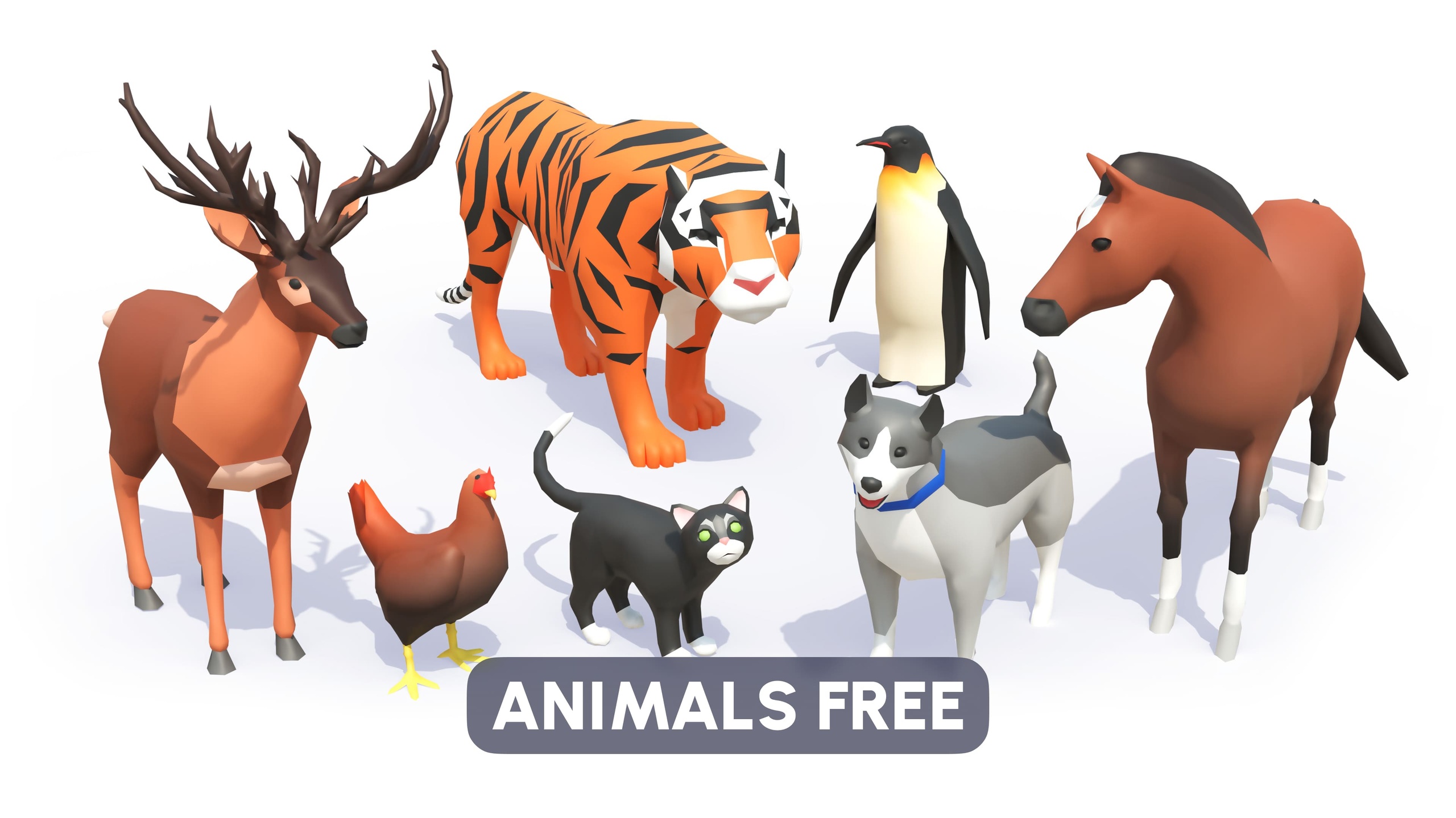 商品 Animals FREE - Low Poly 3D Models Pack 的媒体 1