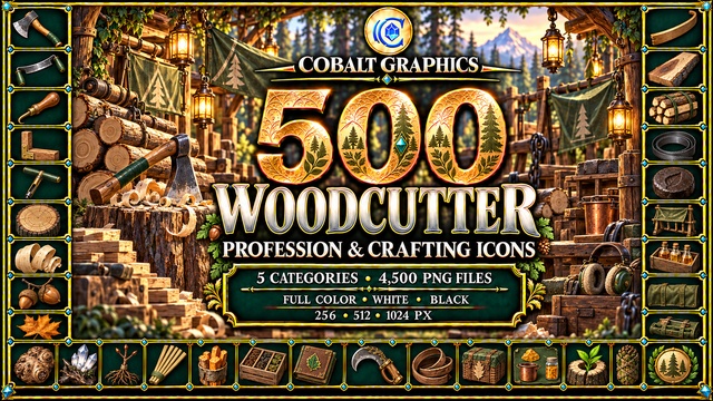 500 Woodcutter Profession Icons | RPG Forestry, Timber & Crafting — Cobalt Game Assets