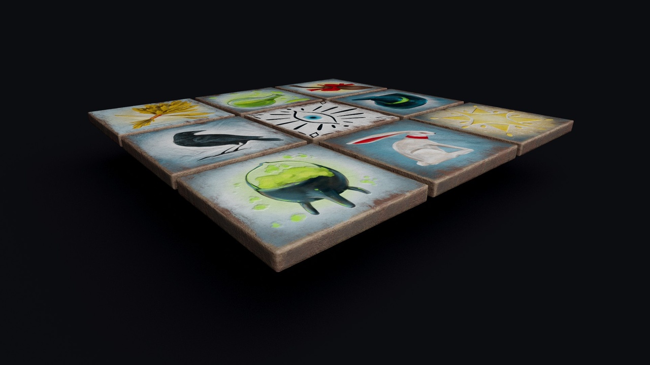 Media 1 for listing Ceramic tiles with a witch-themed design