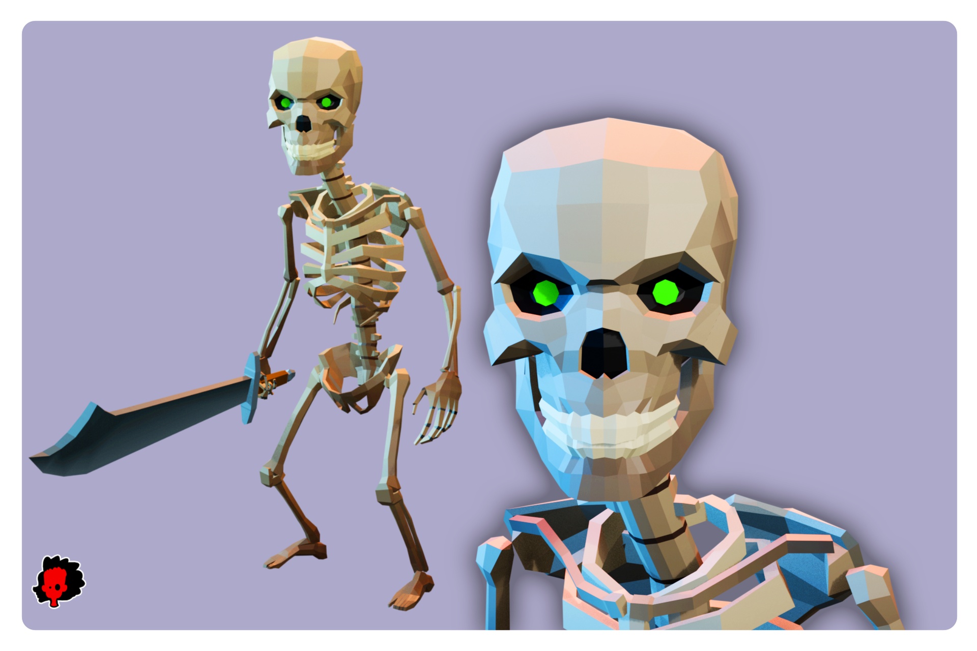 Media 1 for listing Stylized Low Poly Skeleton