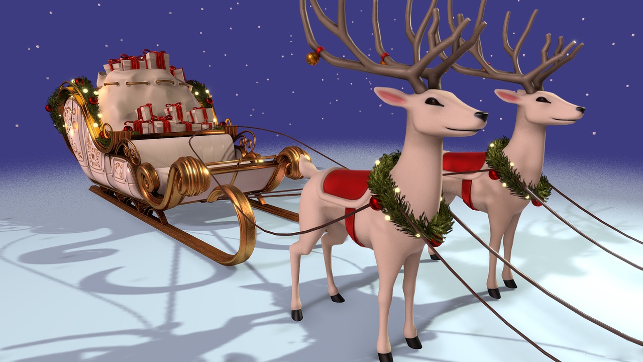 Media 1 for listing Santa's Sleigh with reindeers (NOT RIGGED)