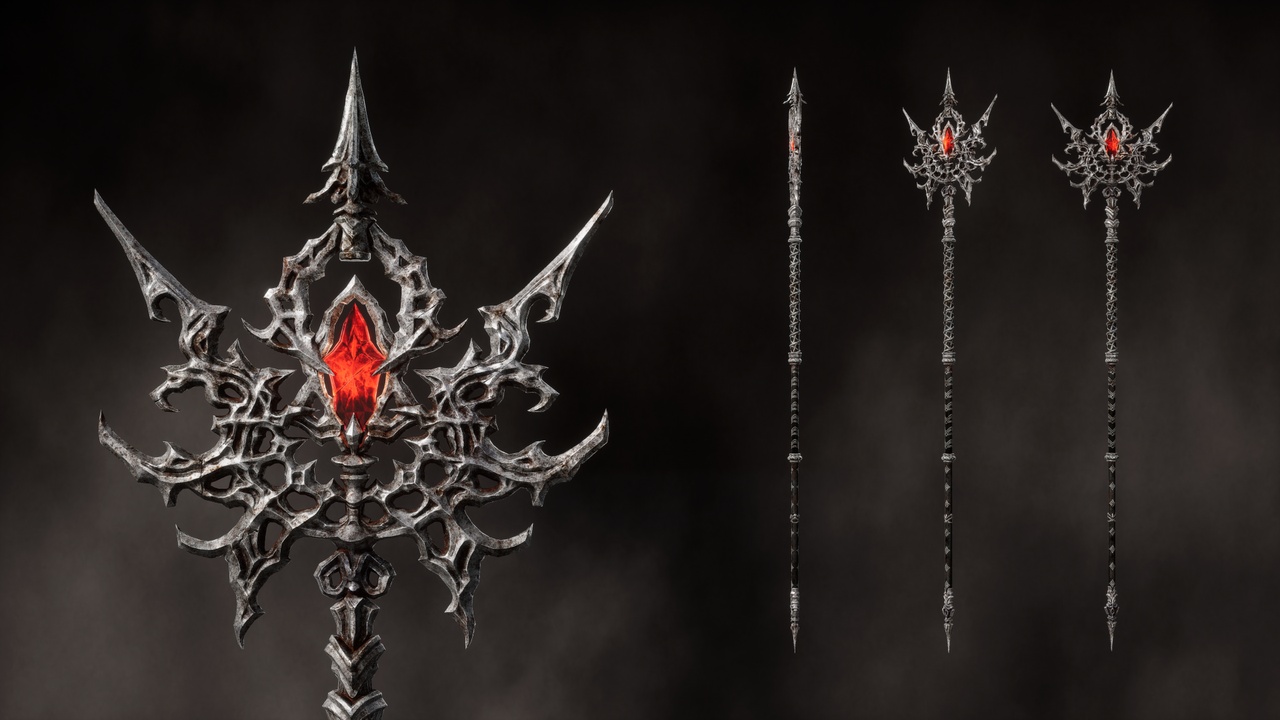 Media 1 for listing Blood Crystal Staff - Dark Fantasy Magic staff