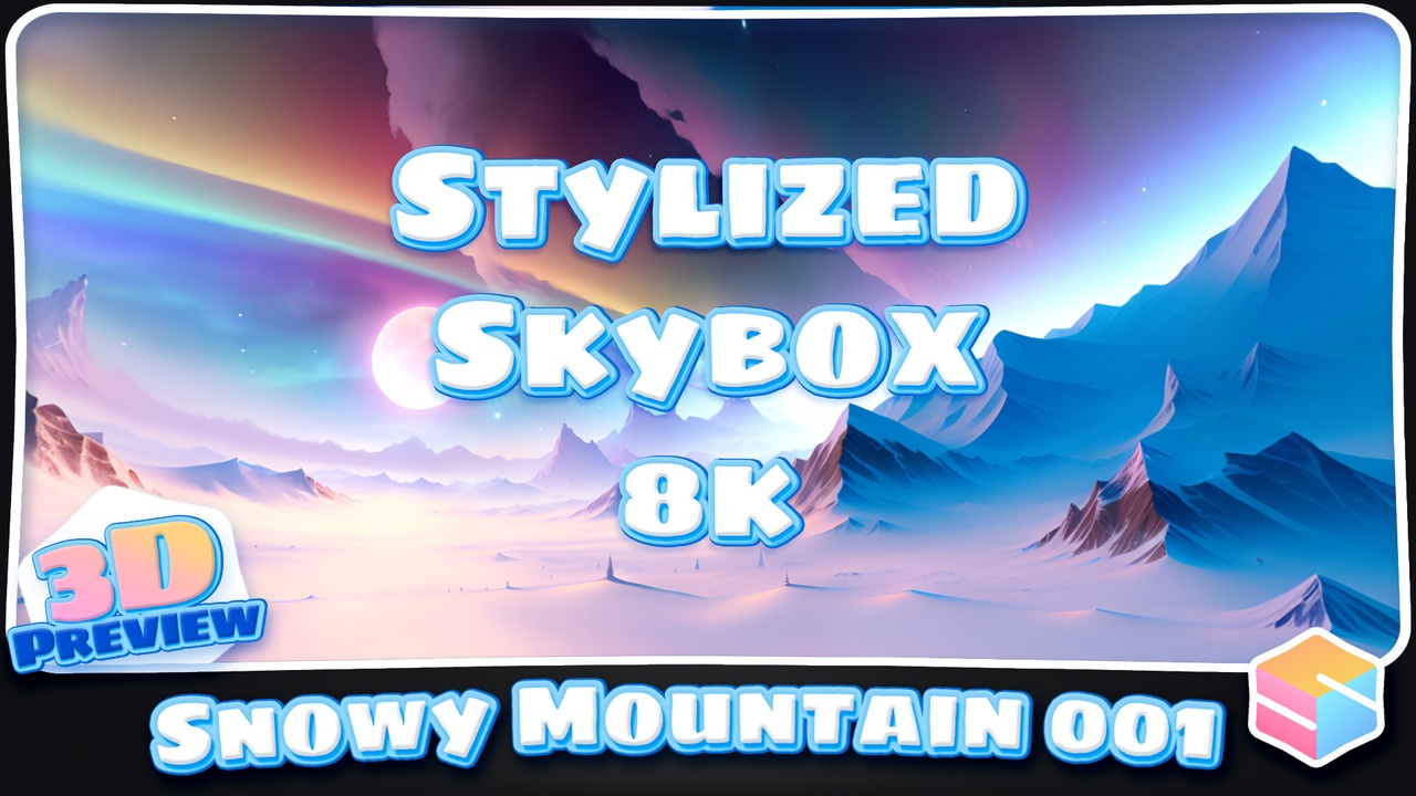 8k Stylized Snowy Mountain Skybox 001 제품 등록을 위한 미디어 1개