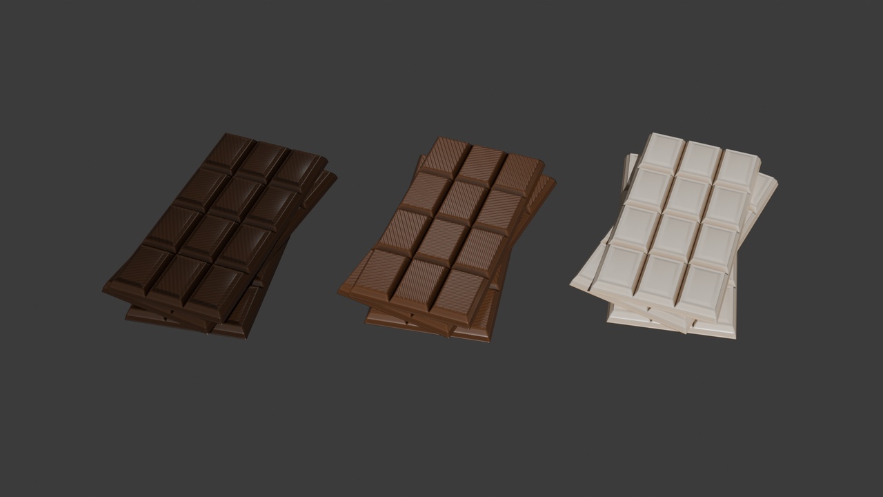 Media 1 for listing 3D Chocolate Bar Pack Dark Milk and White Low-poly 3D model