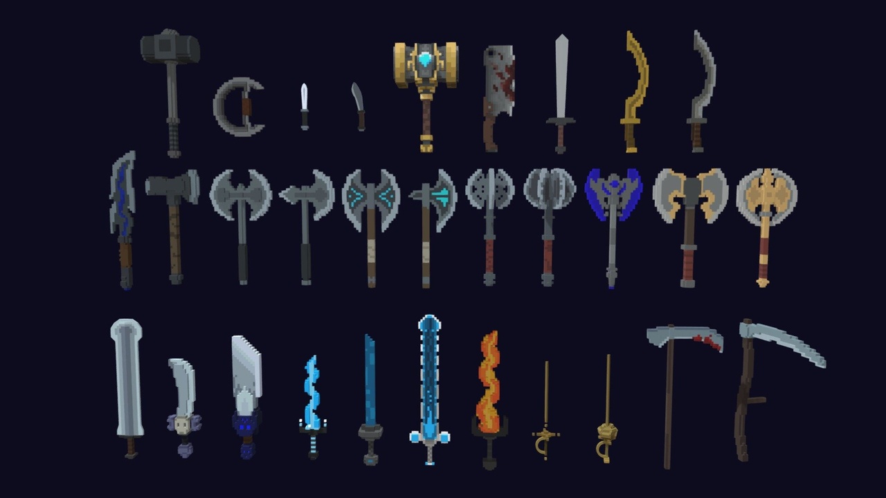 Media 1 for listing Voxel Weapons Pack - 3D Lowpoly Weapon Game Assets