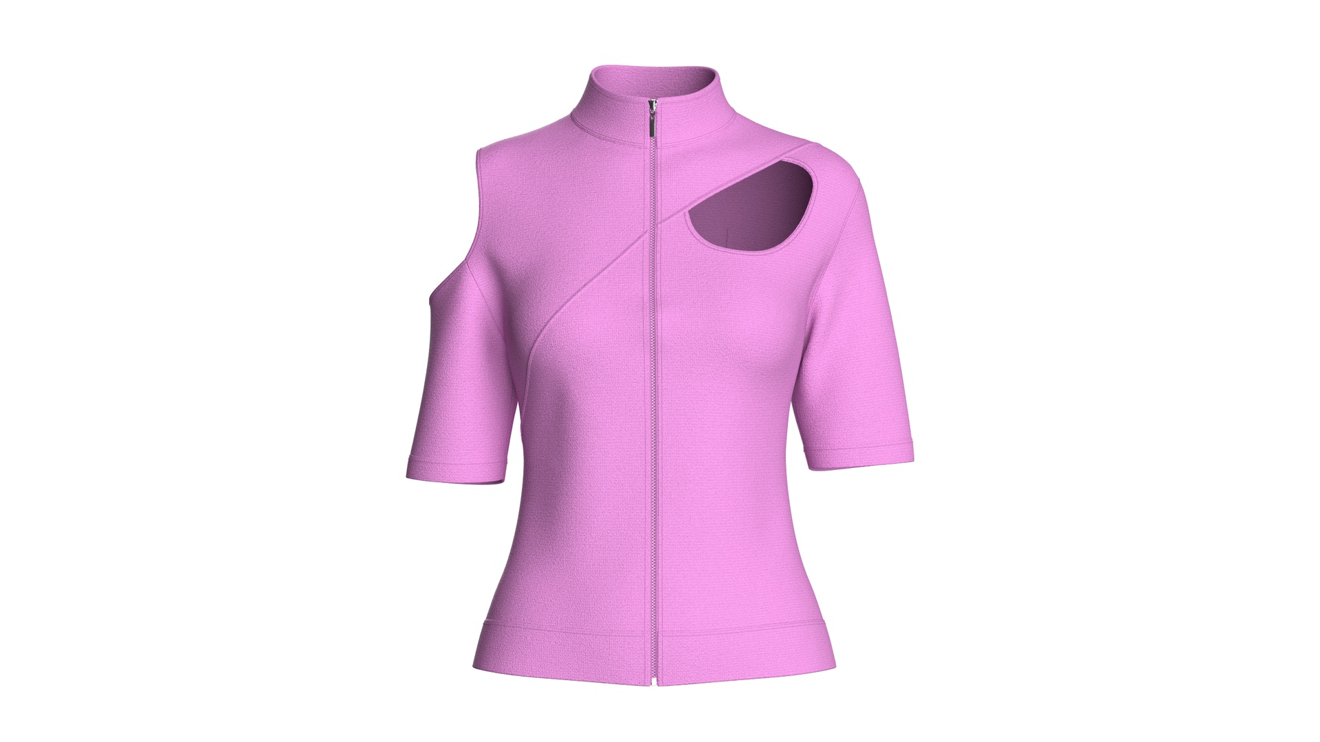 Media 1 for listing Girls Cut Out Zip Front Mock Neck Top | High Poly