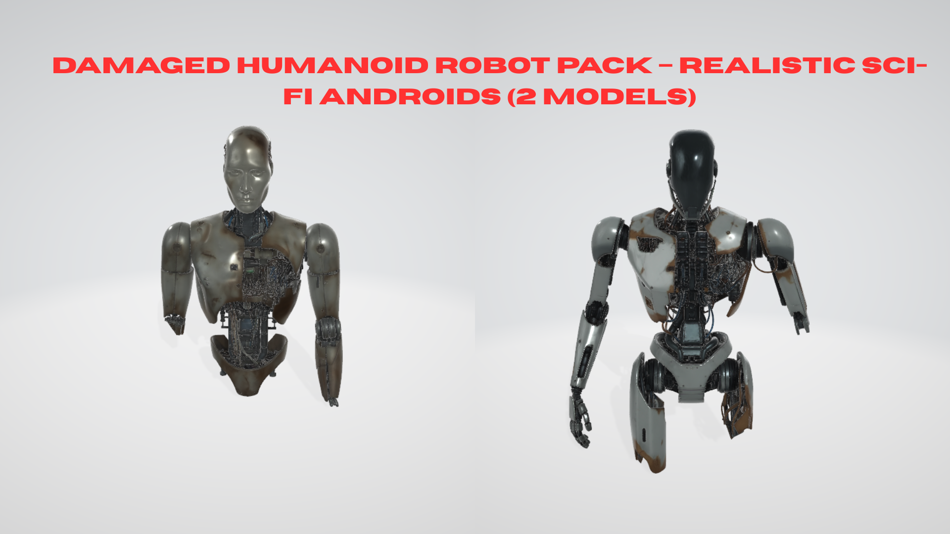 Damaged Humanoid Robot Pack – Realistic Sci-Fi Androids (2 Models) | Fab