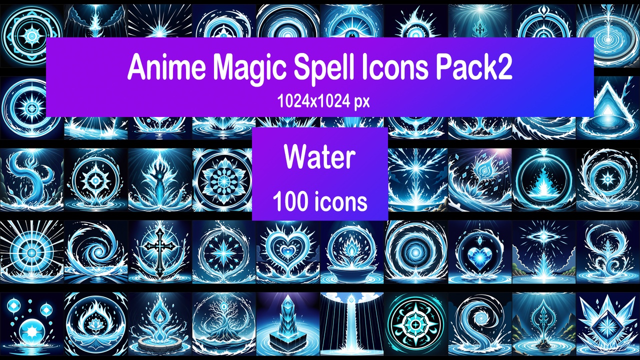 Media 1 for listing Anime Magic Spell Icons Pack2 - Water