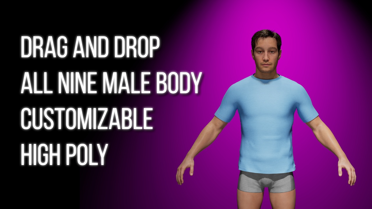 Male - Basic T-Shirt - Character Clothes - Rigged | Fab
