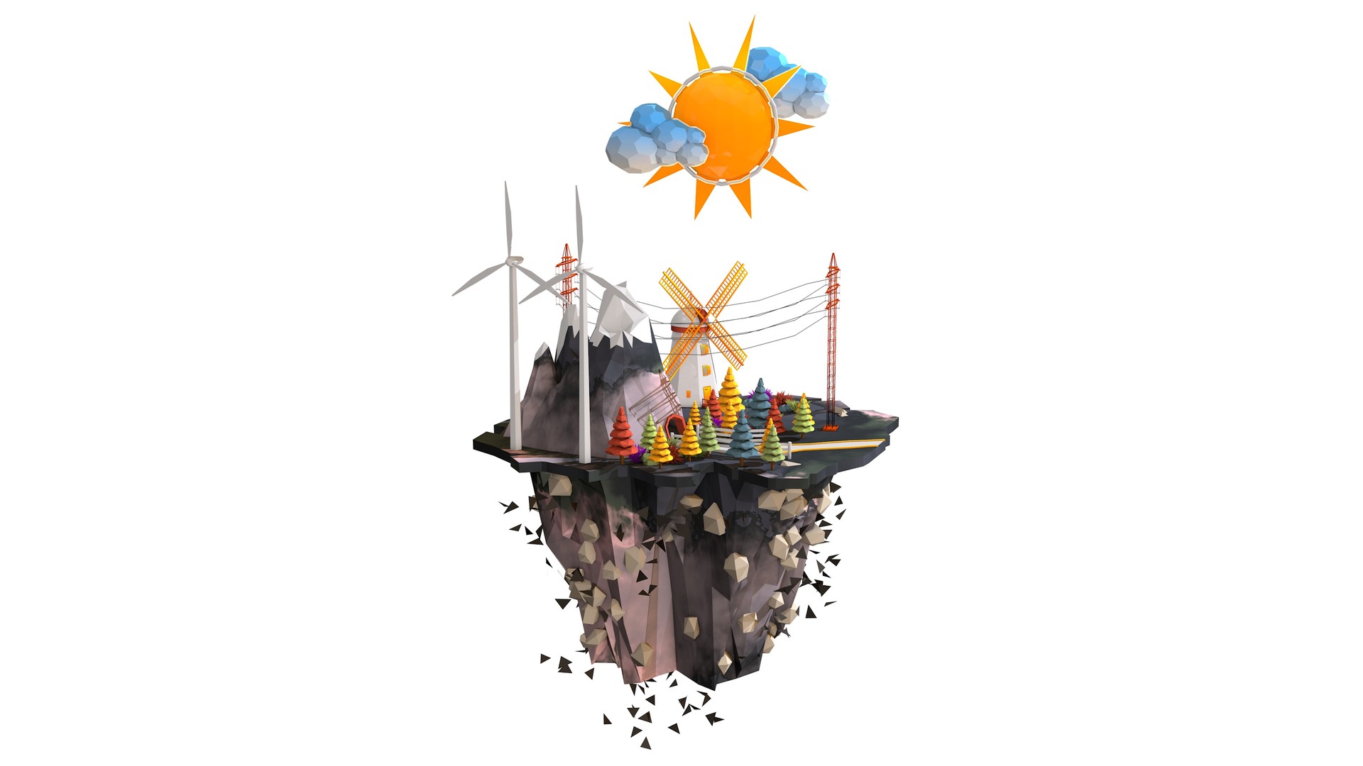 Low Poly Floating Island Environment 3D Model | Fab