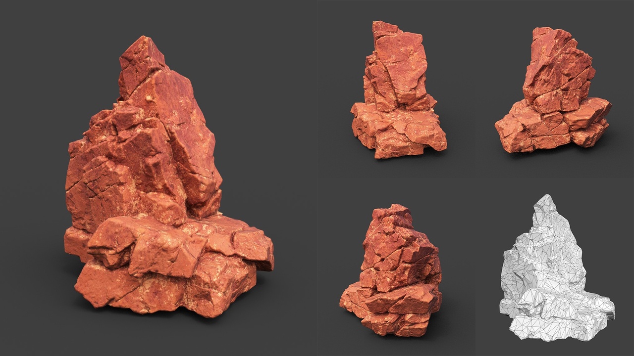 Media 1 for listing Low poly Sandstone Cracked Rock 220124