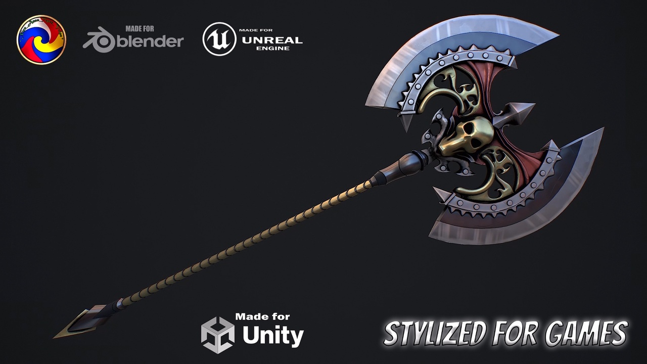 Media 1 for listing Fantasy axe 1 Stylized game ready 3d model