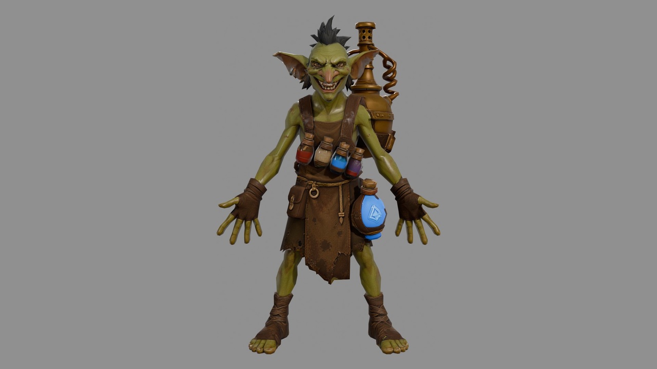 Media 1 for listing Goblin Alchemist with Brass Still, Rigged Game-Ready Character