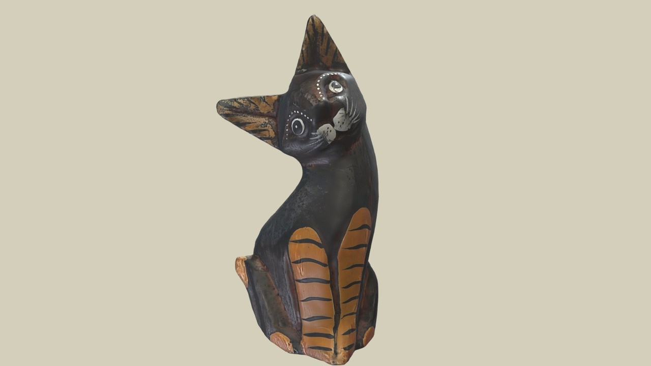 Media 1 for listing Wooden Cat Statue