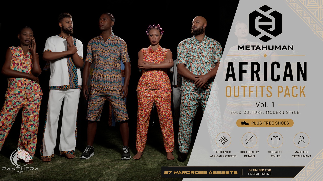 Media 1 for listing MetaHuman Outfits Pack - African Clothing Vol.1