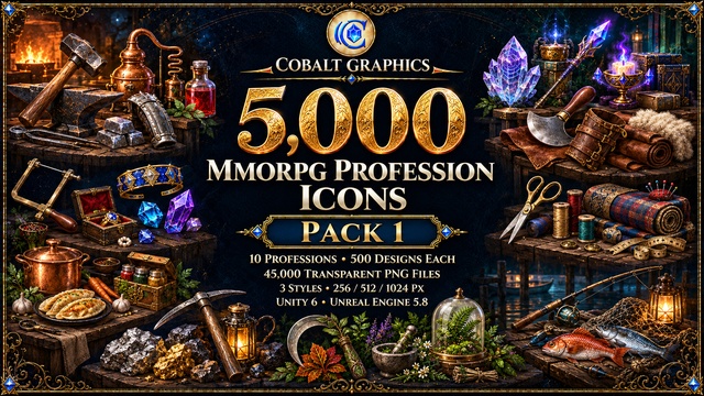 5,000 MMORPG Profession Icons | Crafting & Gathering - Pack 1 — Cobalt Game Assets