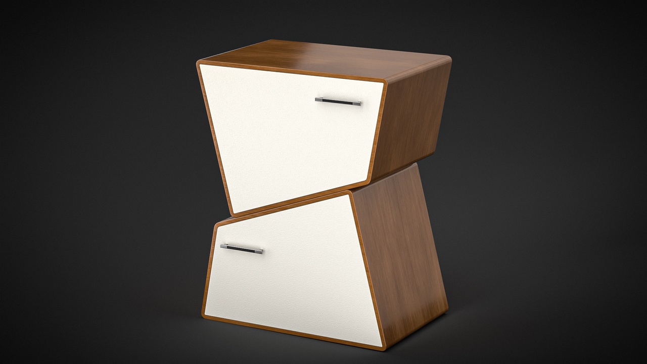 Media 1 for listing Modern Twisted Wooden Drawer – Stylish Asymmetric Cabinet 3D Model