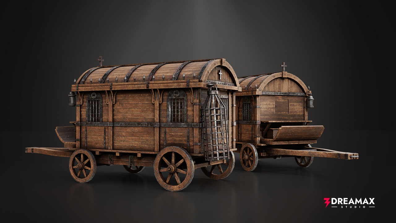Media 1 for listing Medieval Prison Carriage – Iron-Bound Prisoner Wagon