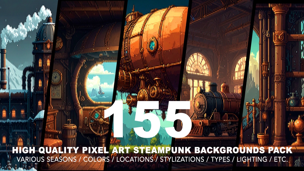 Media 1 for listing 155 STEAMPUNK PIXEL ART BACKGROUNDS
