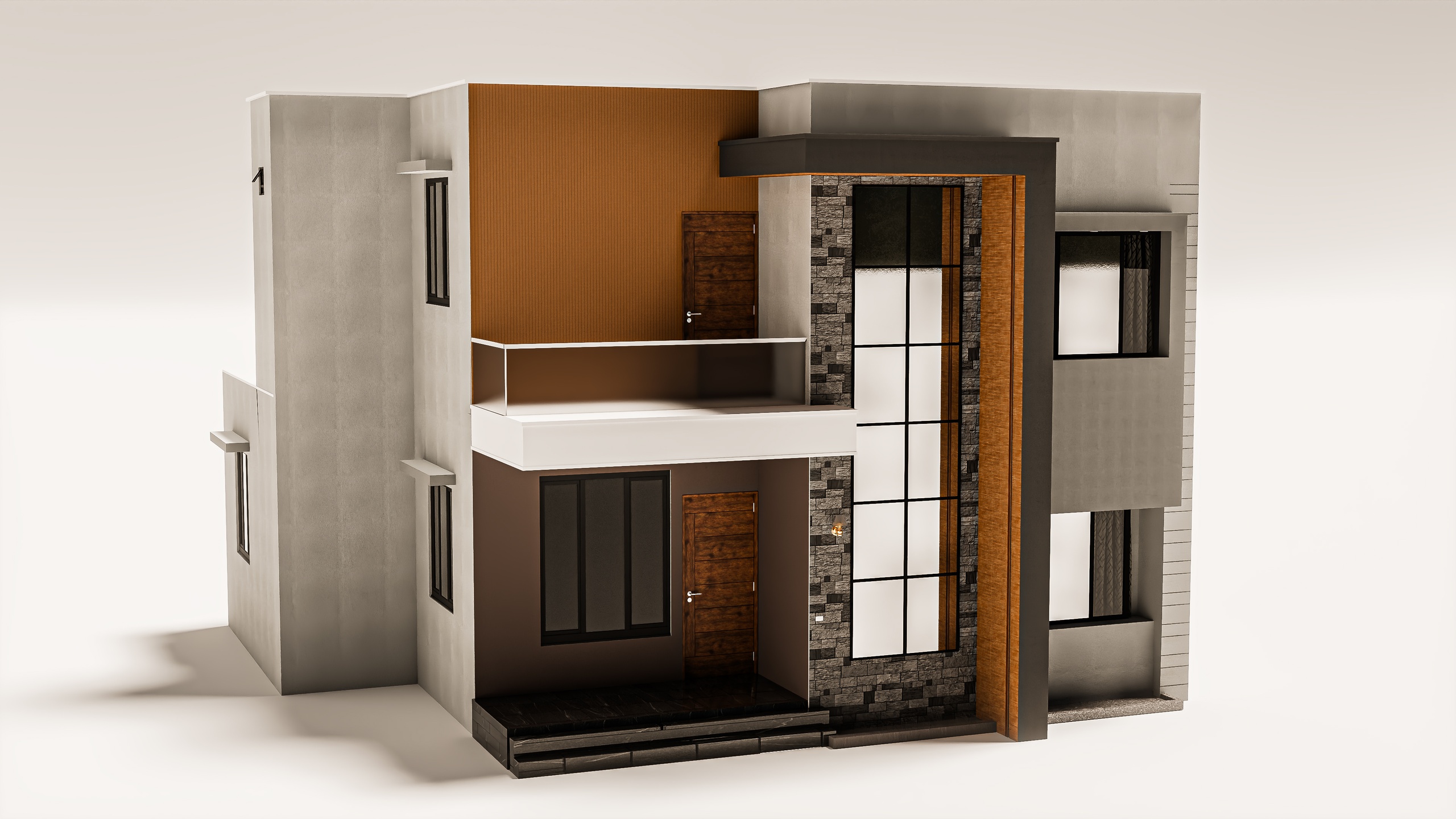 Media 1 for listing Modern Two Story House Exterior – Realistic Low Poly Architectural Model