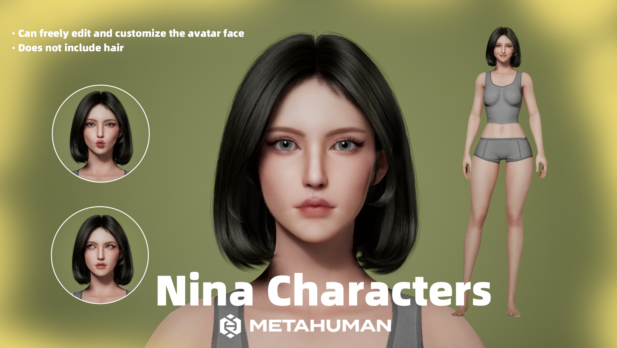 Meta Human Asian female editable character ——Nina 亚洲女性可编辑角色 | Fab