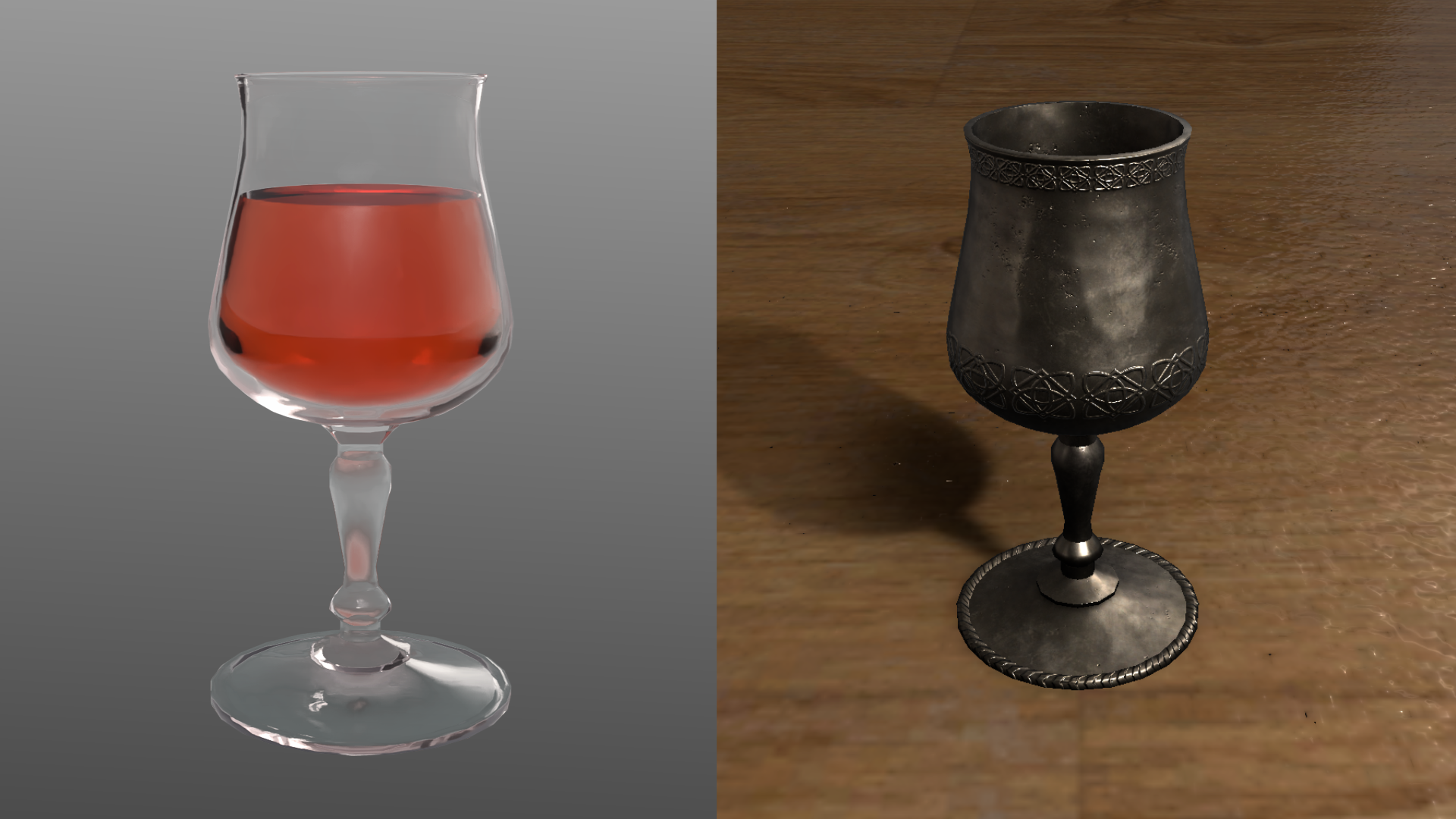 Retro Wine Glass with Liquid – Glass & Goblet Style (Game Ready) | Fab
