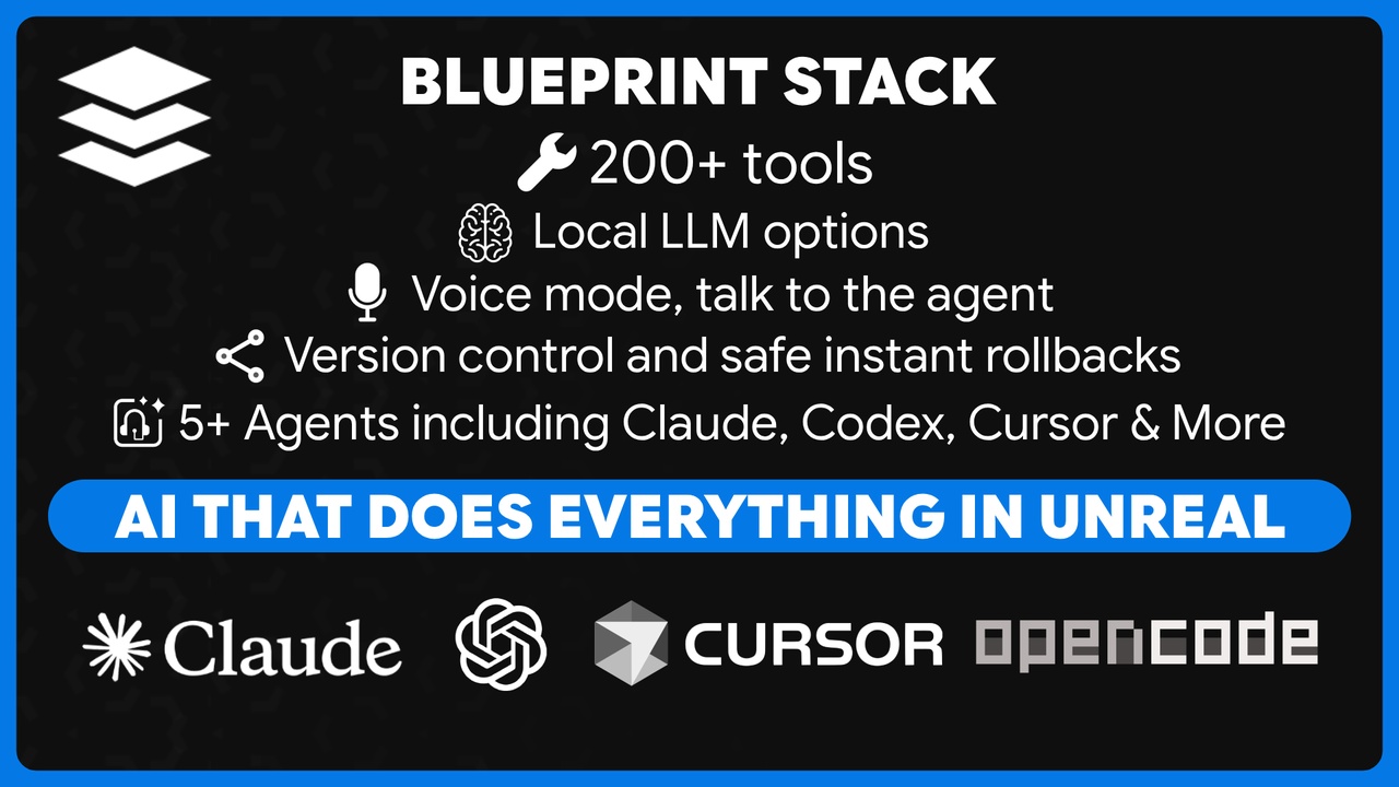 Media 1 for listing Blueprint Stack - AI Agent Tools for Unreal Blueprints, Materials & Assets