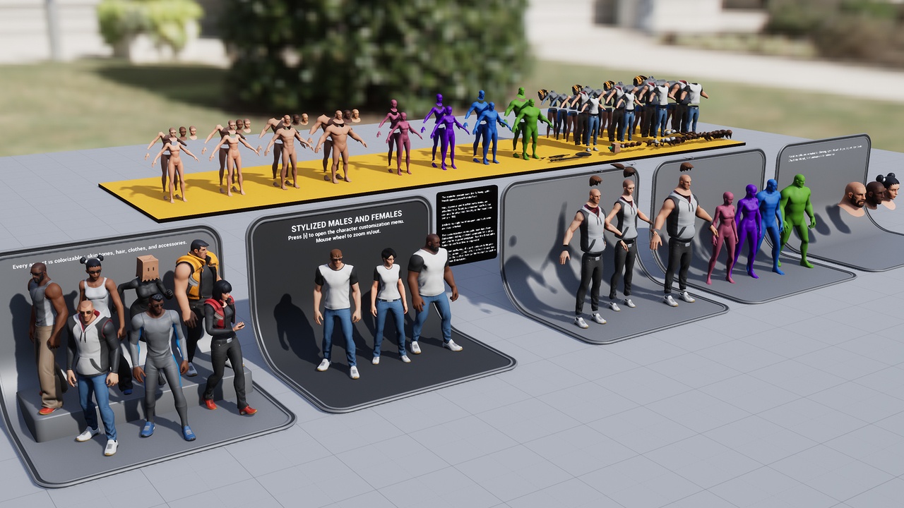 Media 1 for listing Stylized Male and Female characters, with assets and UI