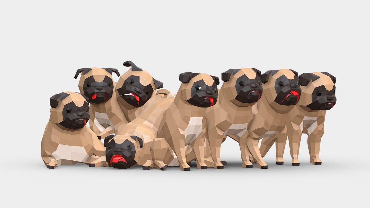 Media 1 for listing Low Poly Pug Dog