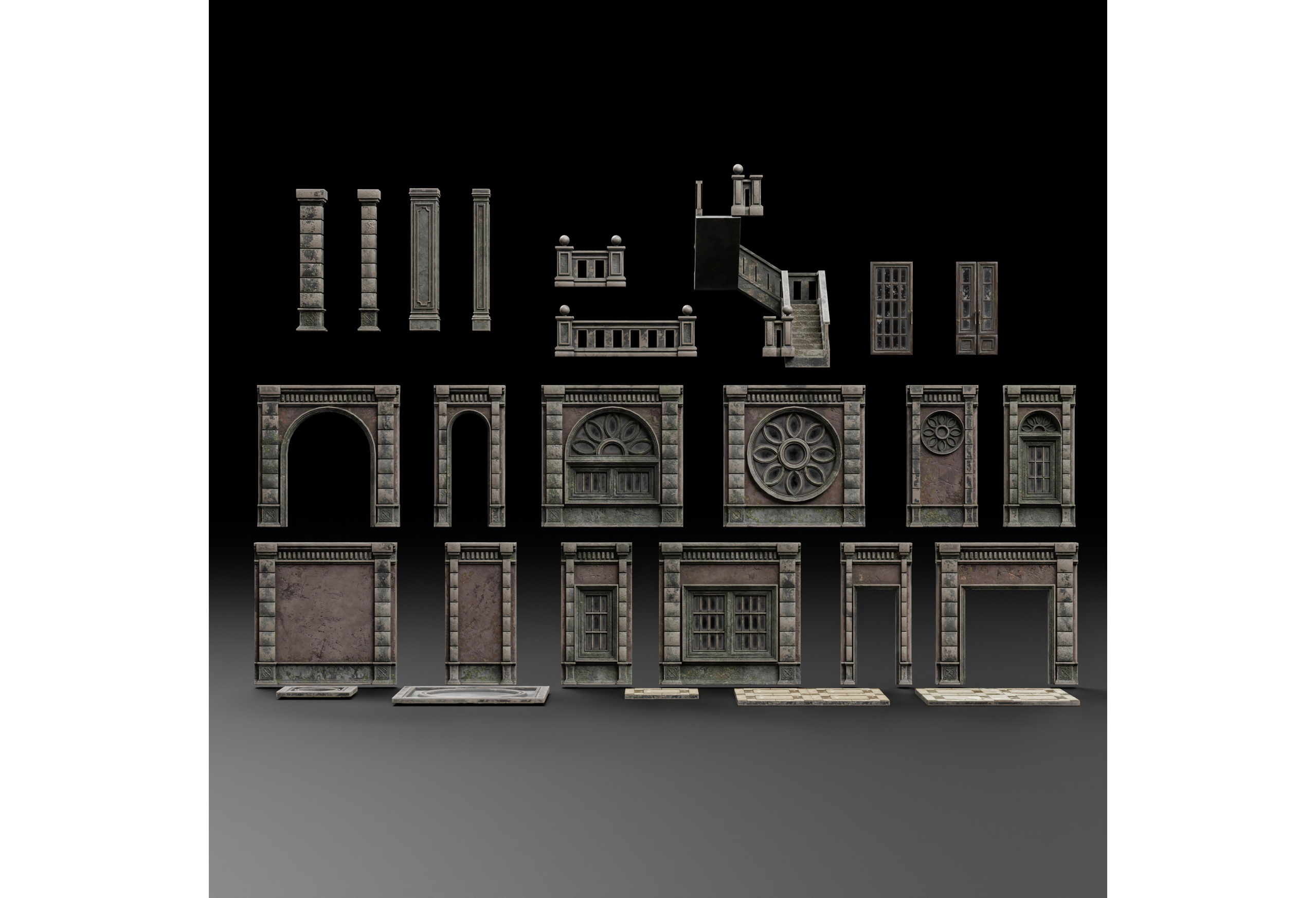 Media 1 for listing ABANDONED OLD WALL MODULAR KITBASH 03