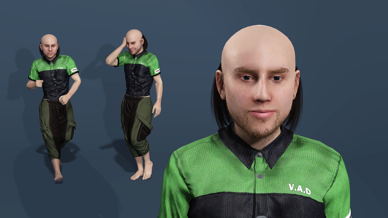 Media 1 for listing Cyberpunk Tech Mechanic Staff Character Fully Rigged 赛博朋克  技术员 现代工装男性角色 全身绑定 面部表情