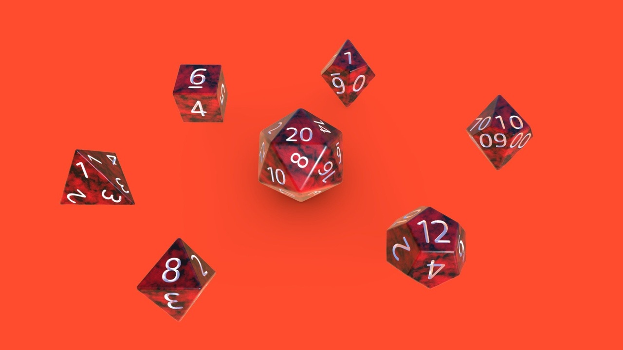 Media 1 for listing Red Marble Dice Set RPG