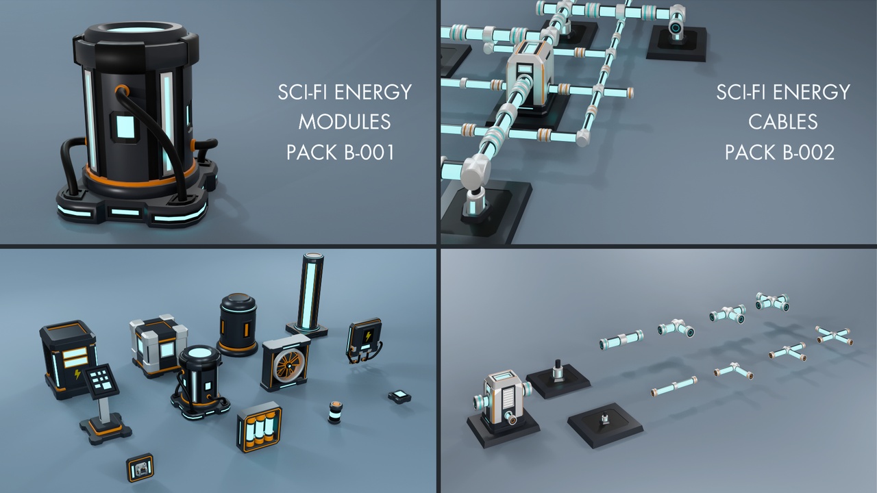Media 1 for listing Low Poly Sci-Fi Energy Bundle B