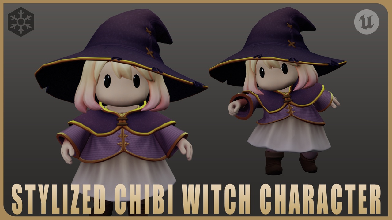Media 1 for listing Stylized Chibi Witch Character