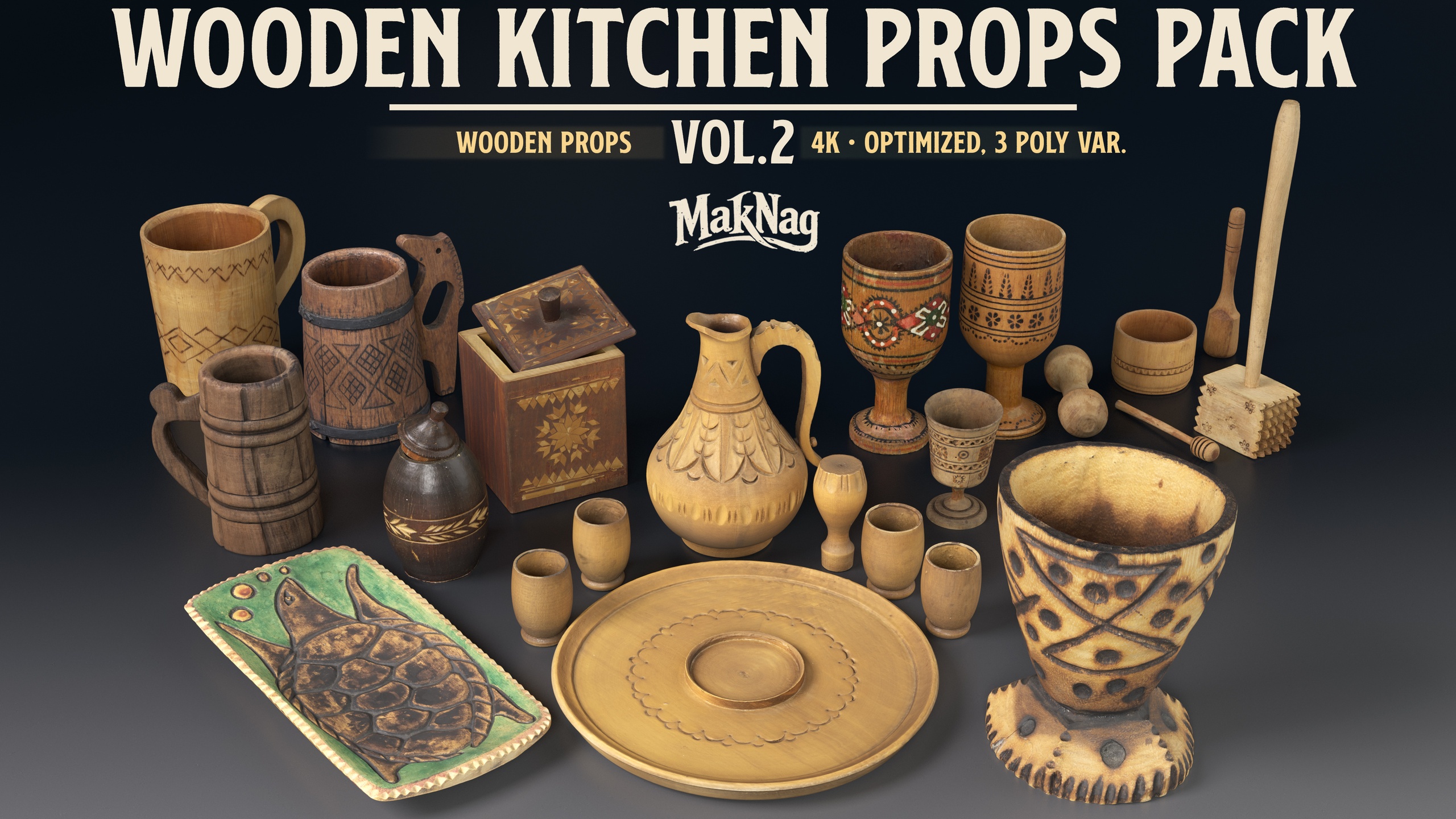 Media 1 for listing Medieval Wooden Kitchen Props Pack