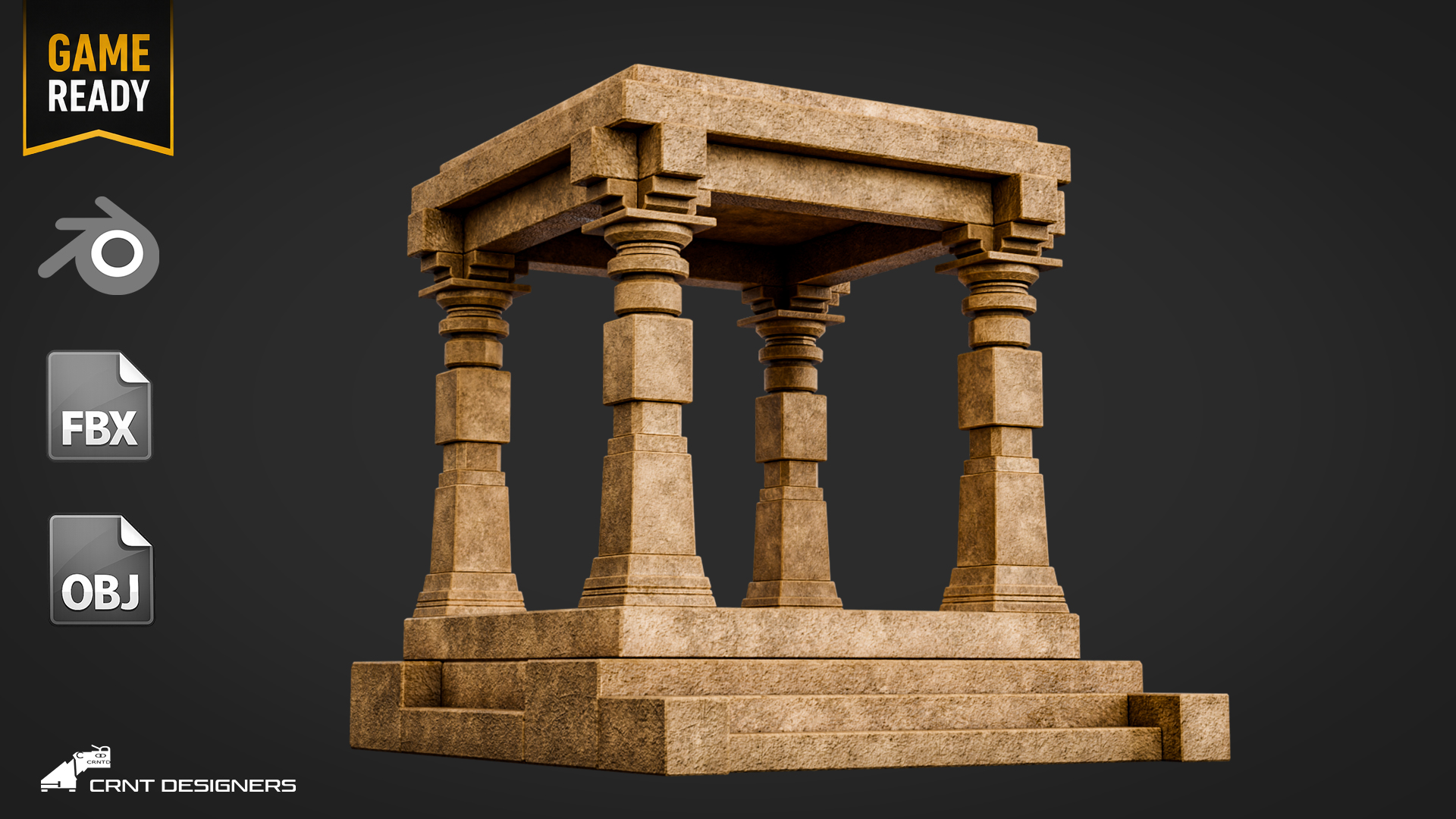 Ancient Stone Pavilion Ruin - Game Ready - UE4 And UE5 Optimized 3D ...