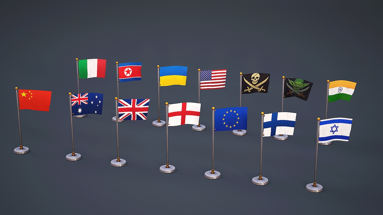Media 1 for listing Flags Game Ready Rigged Animated