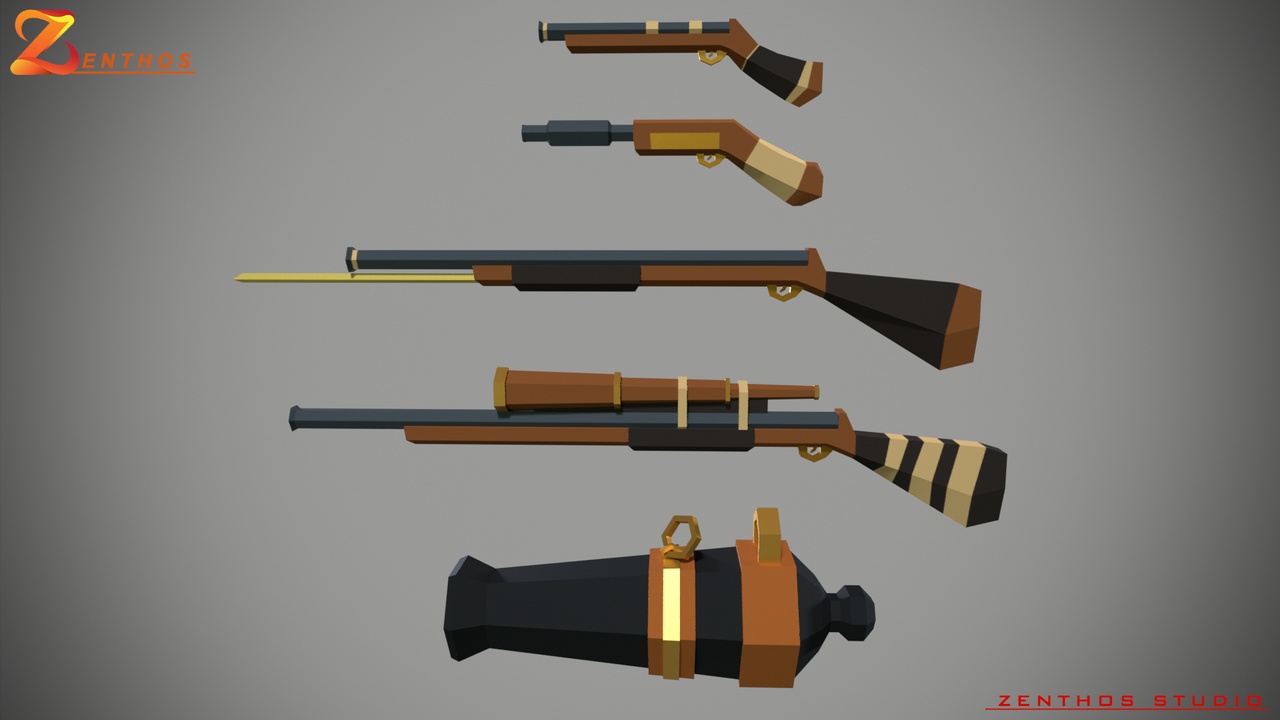 Stylized guns | Lowpoly Free | Fab