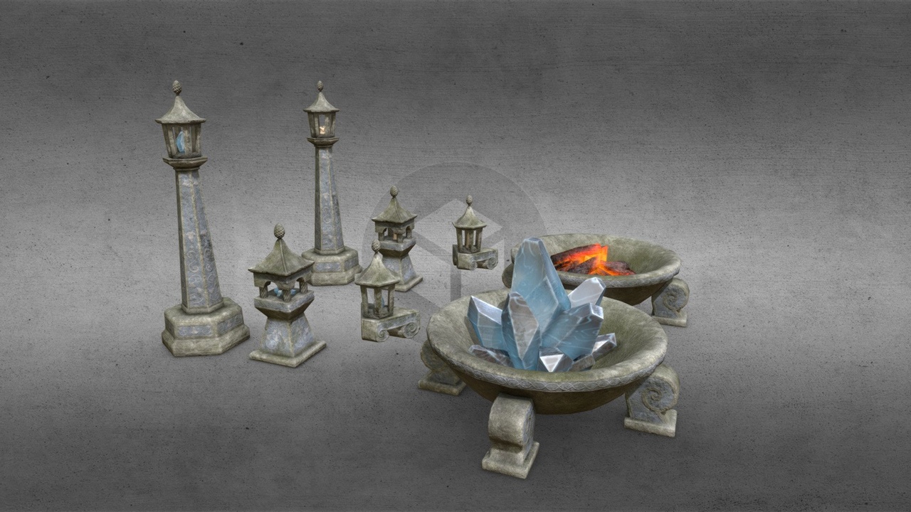 Media 1 for listing Stone Lights With Crystals and Fire