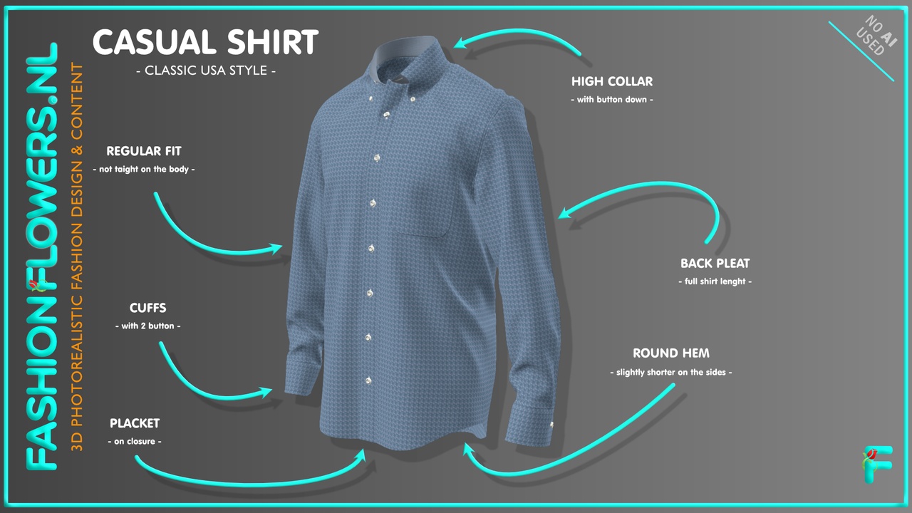 Media 1 for listing Aqua Blue Casual Shirt | Long Sleeve | Cuffs | Placket | Button Down Collar