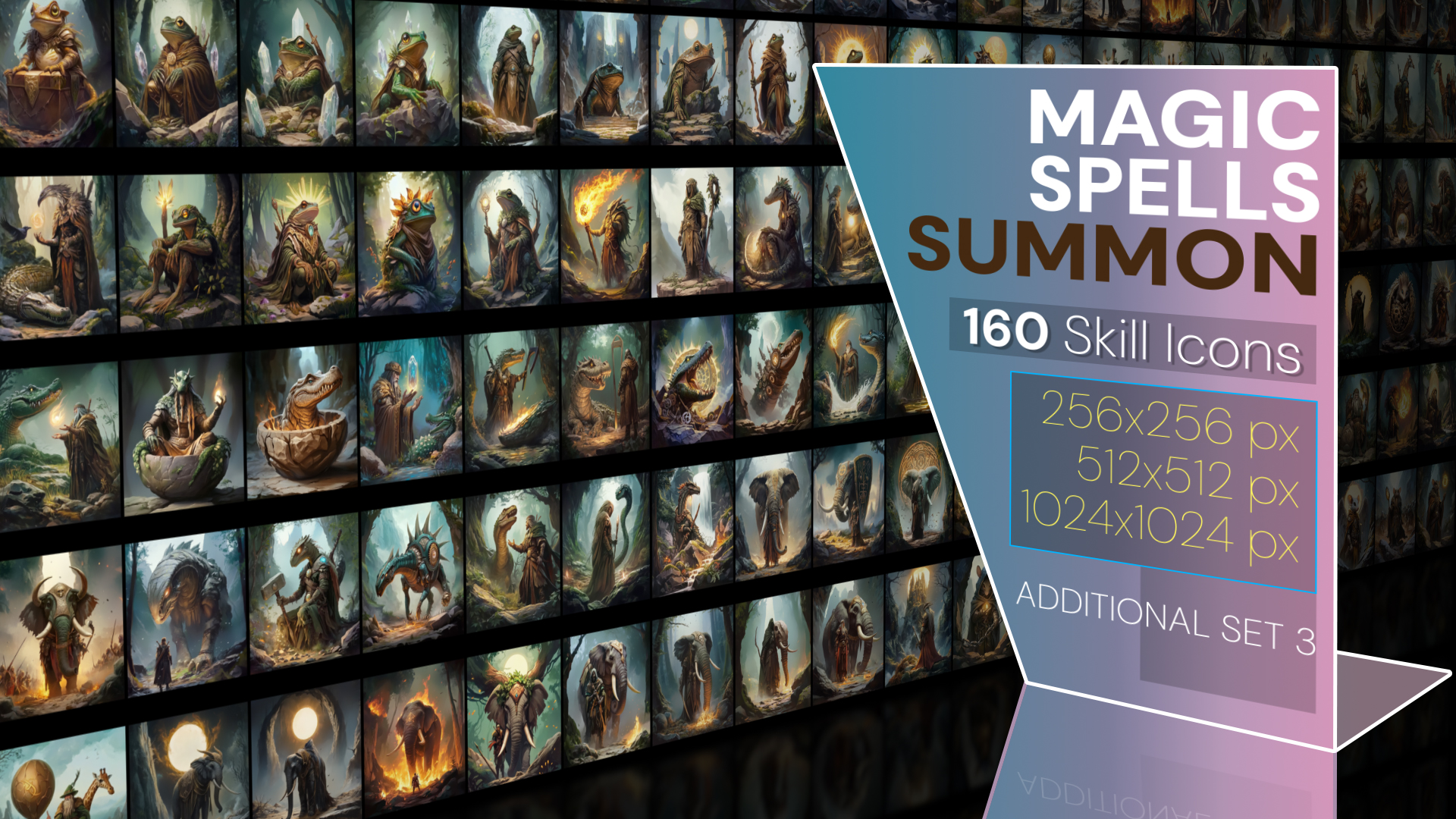 160 additional magical spell icons themed around - Summon. Pack 3 | Fab