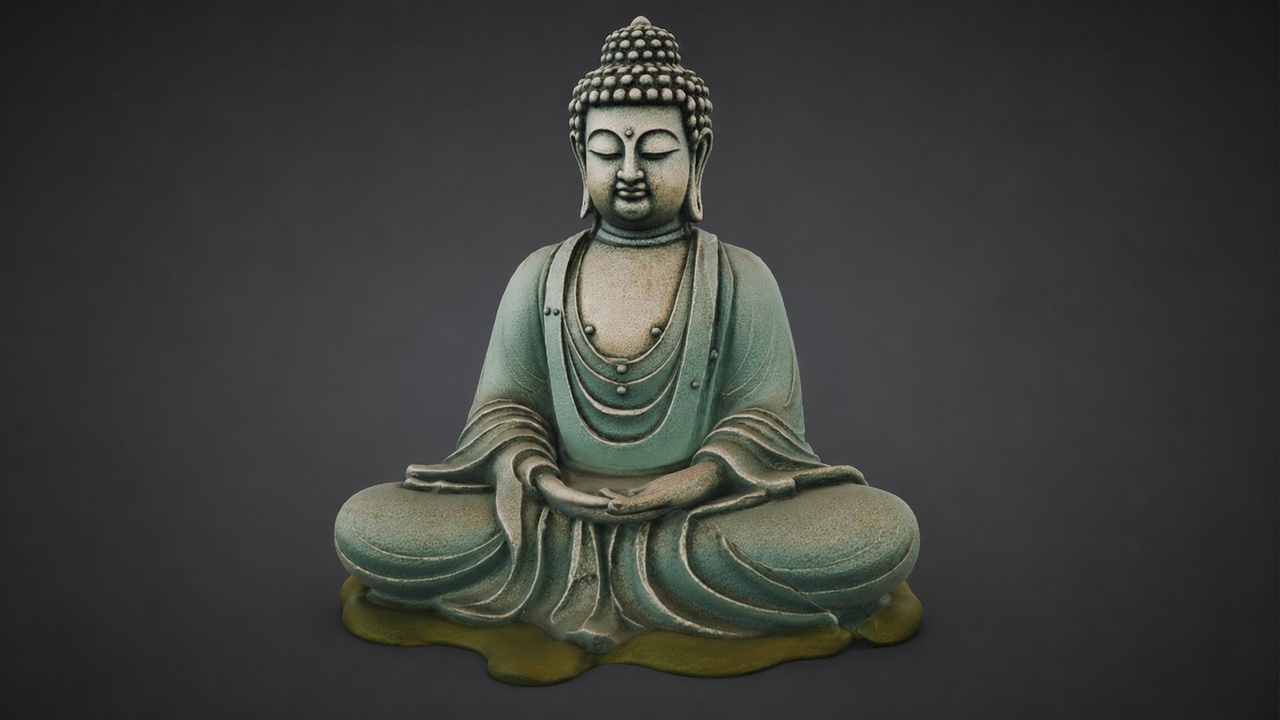 Media 1 for listing Seated Buddha Statue Antique Stone Meditation Temple Decor 3D Model